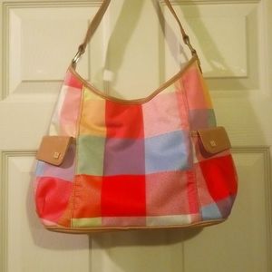 Liz Claiborne multicolored plaid shoulder purse